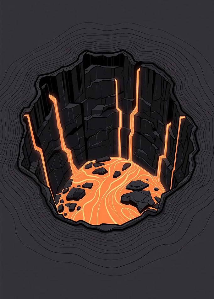 Volcanic Crater with Lava