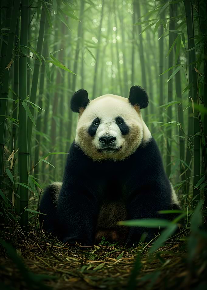 Panda in Bamboo Forest