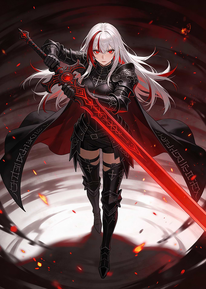 Anime Warrior with Red Sword