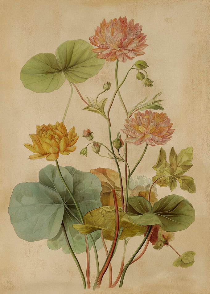 Vintage Botanical Illustration of Flowers