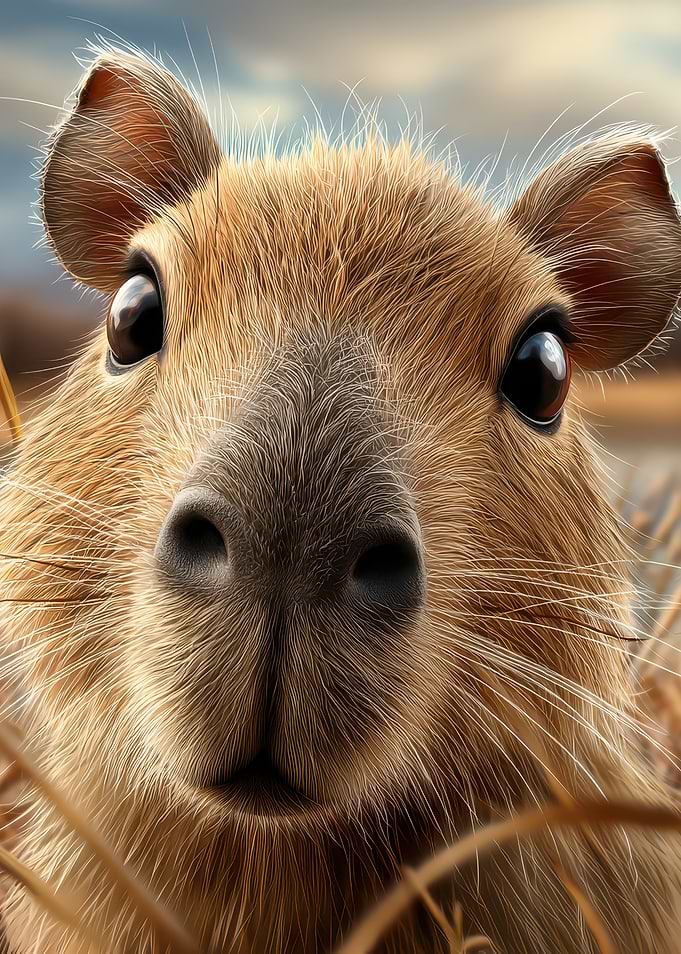 Close-up of a Capybara's Face