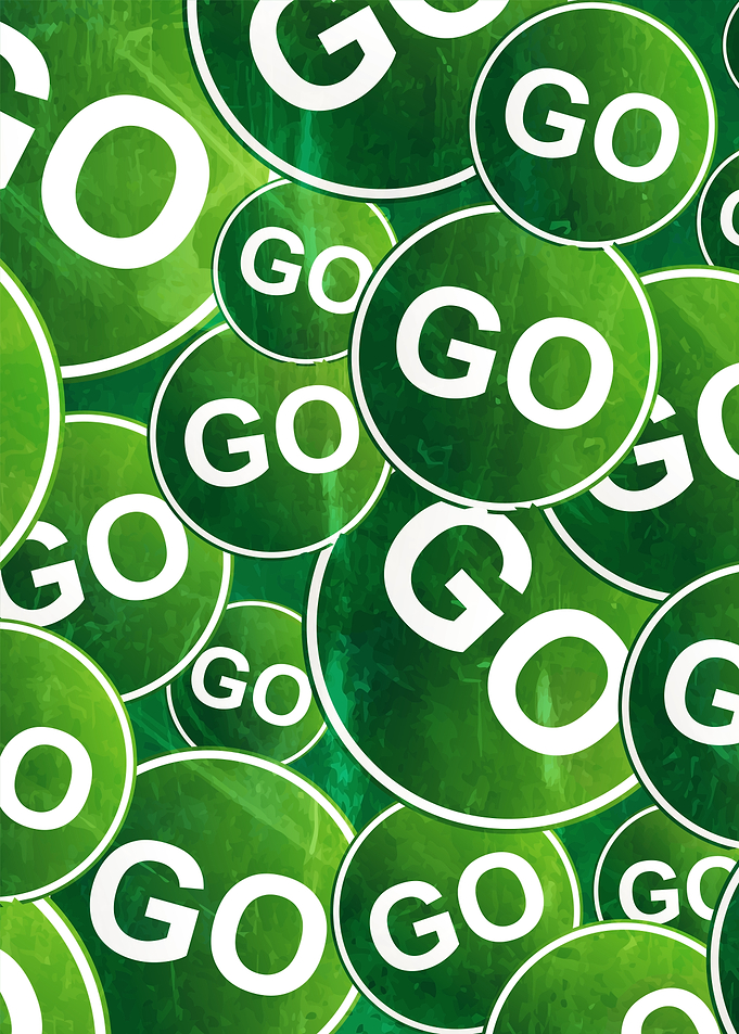 Grunge Green 'Go' Sign Circles Pattern