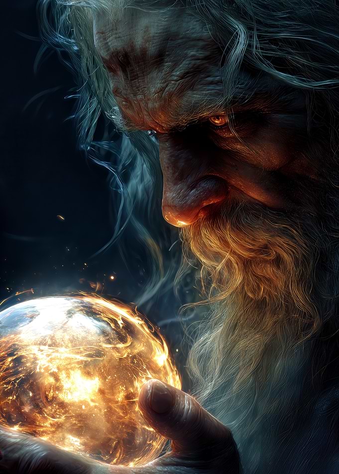 Old Wizard Holding a Glowing Orb