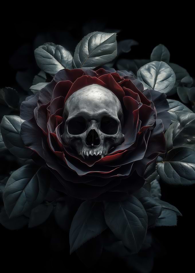 Skull in a Dark Rose