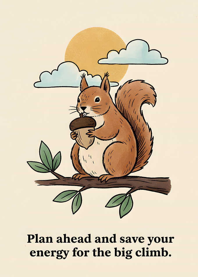 Squirrel with Acorn on Branch