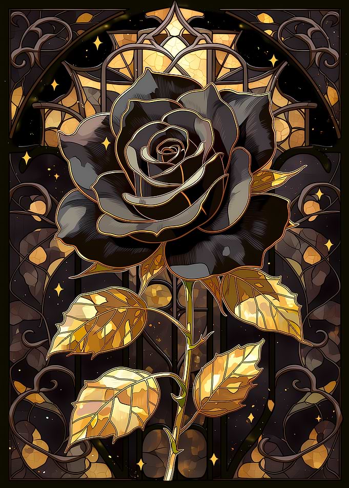 Black Rose Stained Glass
