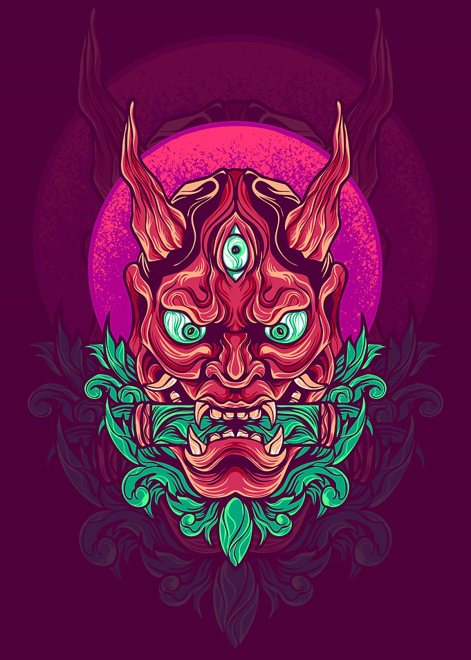 Red Oni Mask with Third Eye