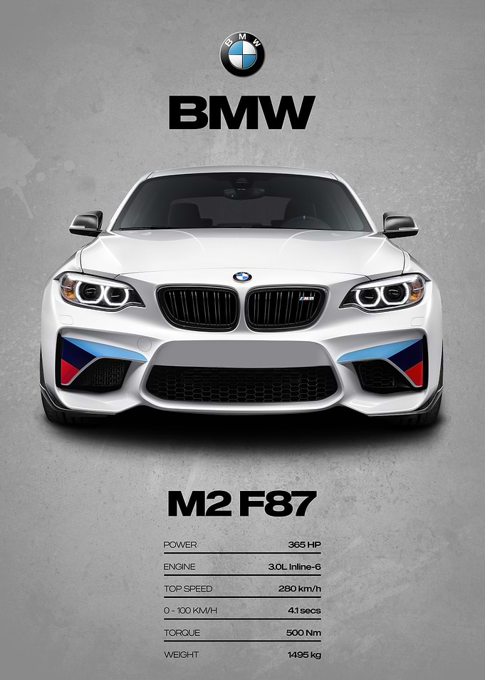 BMW M2 F87 Car Poster