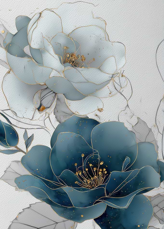 Elegant Floral Art with Gold Accents
