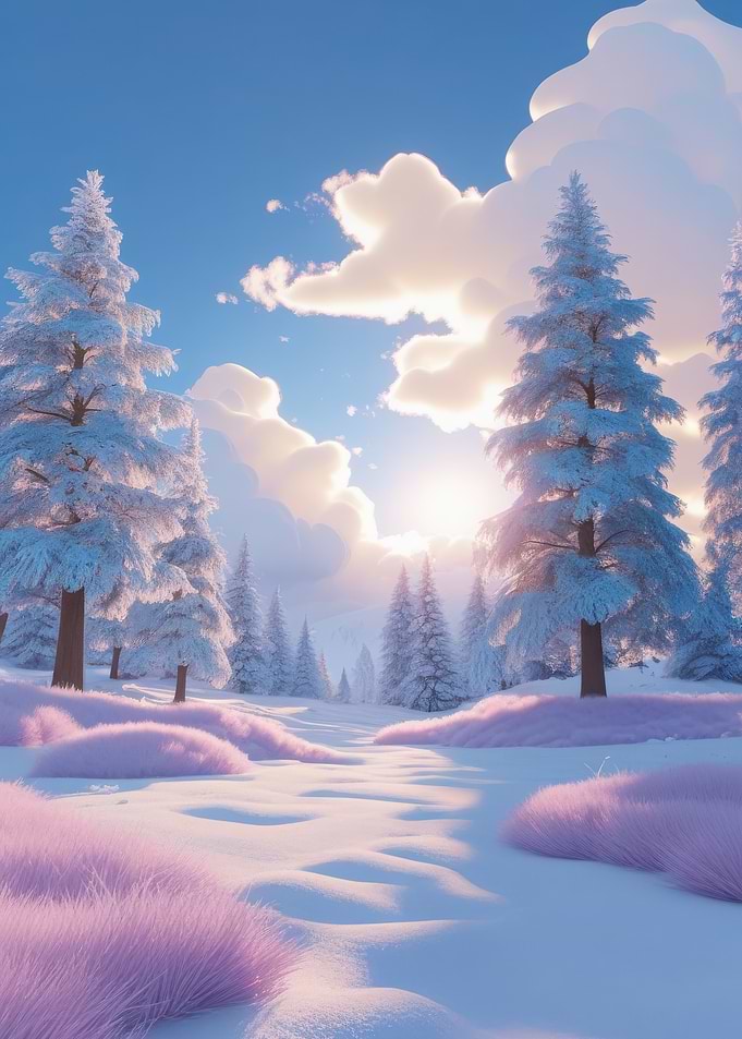 Winter Wonderland with Snow-Covered Trees