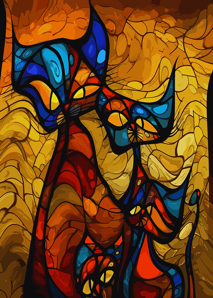Stained Glass Style Cats