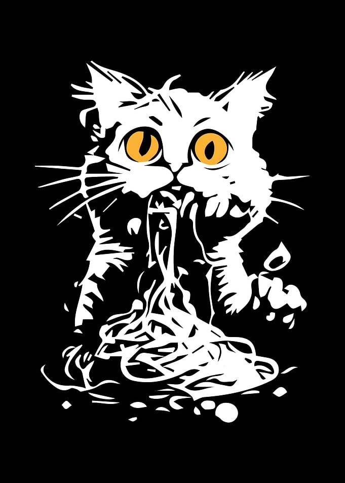 Cat Eating Spaghetti