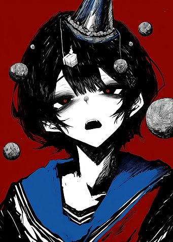 Gothic Anime Girl with Orbs