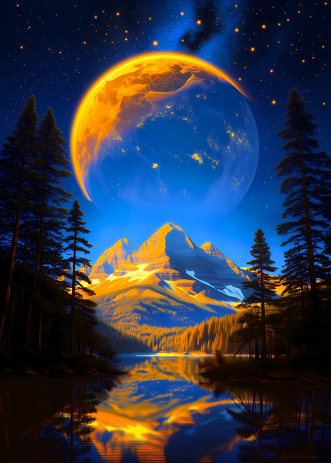 Surreal Mountain Lake Reflection
