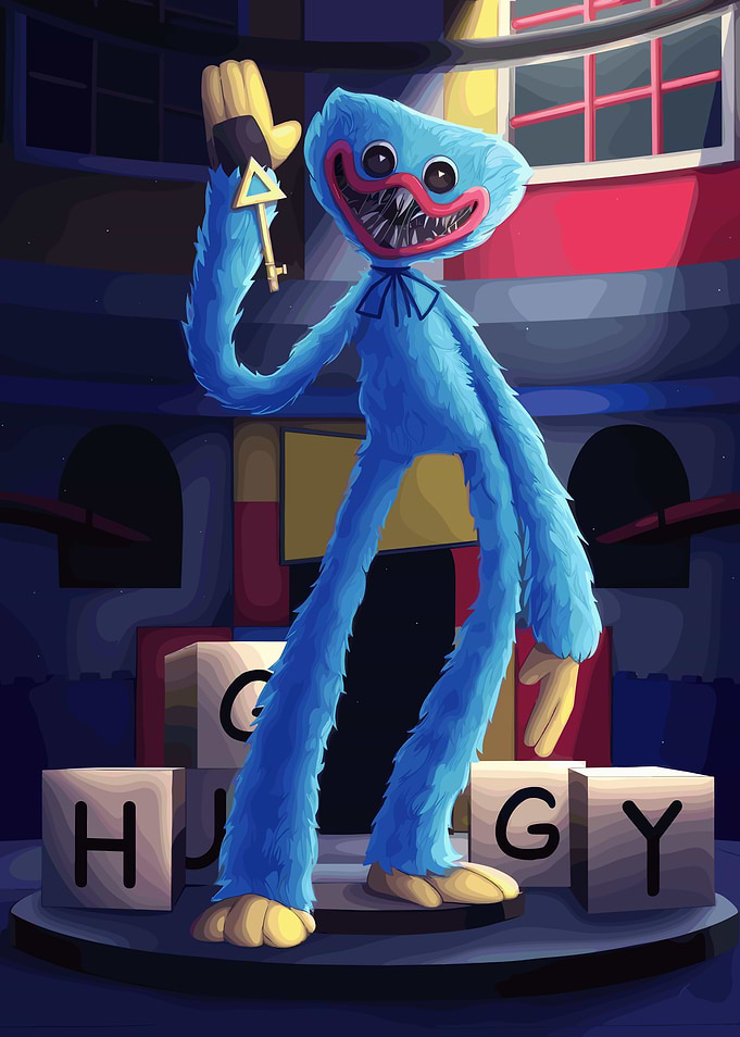Huggy Wuggy holding a key