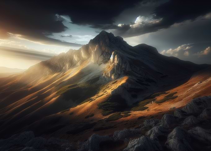 Dramatic Mountain Landscape at Sunset