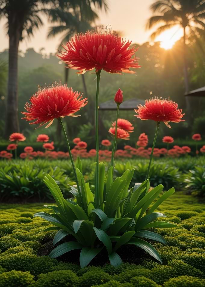 Vibrant Red Flowers in Garden