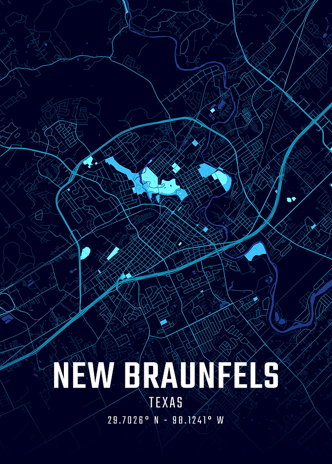 New Braunfels Texas Midnight City Map