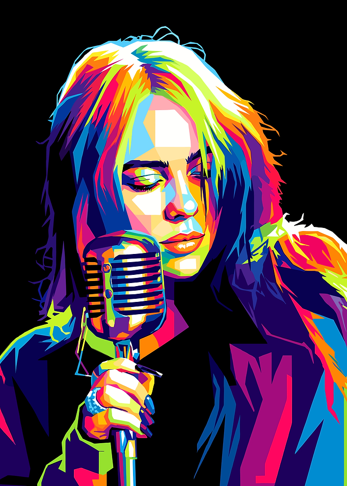 Billie Eilish Singing into Microphone