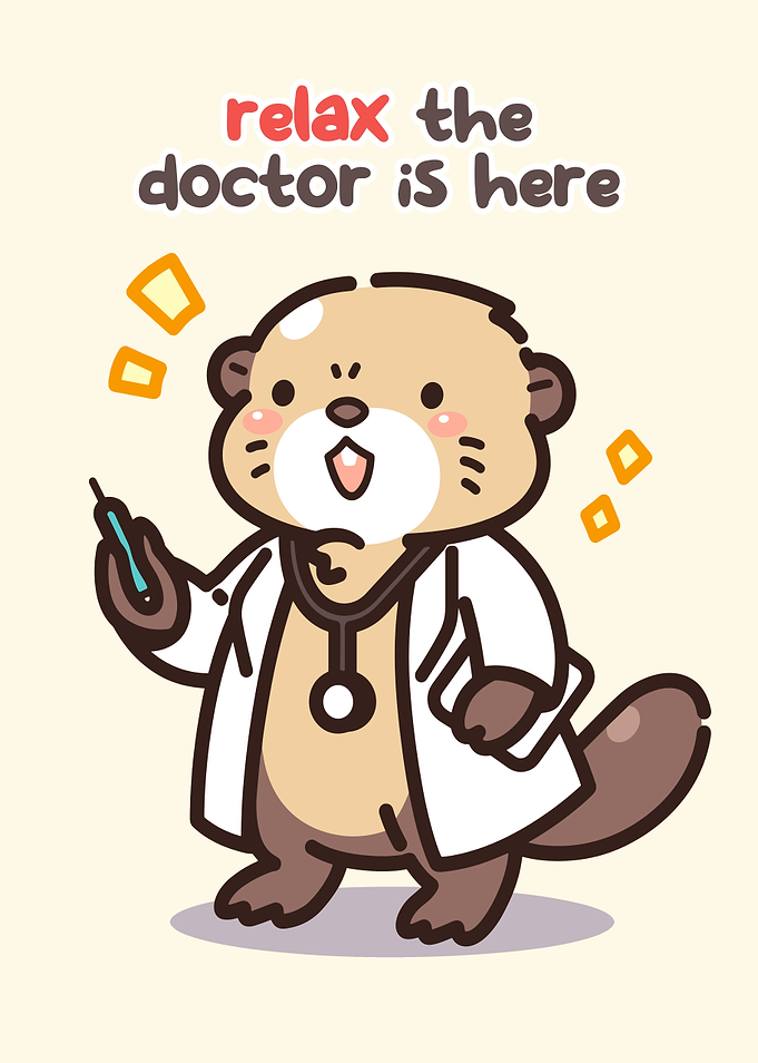 Cute Otter Doctor with Syringe