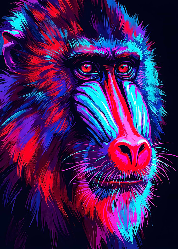 Vibrant Baboon Portrait