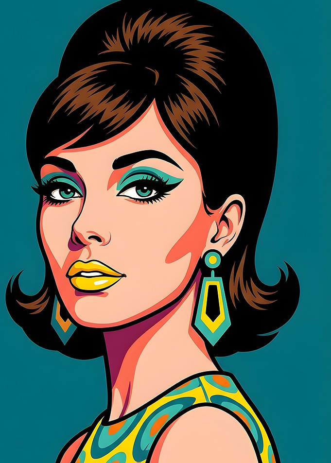Retro Pop Art Woman with Bold Makeup