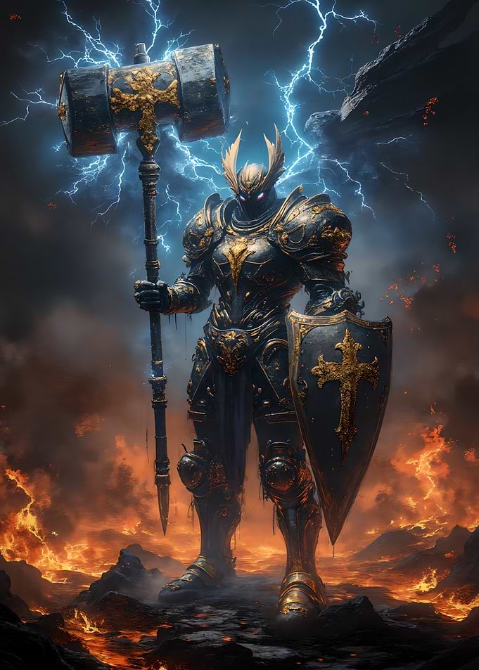 Warrior with Hammer and Shield