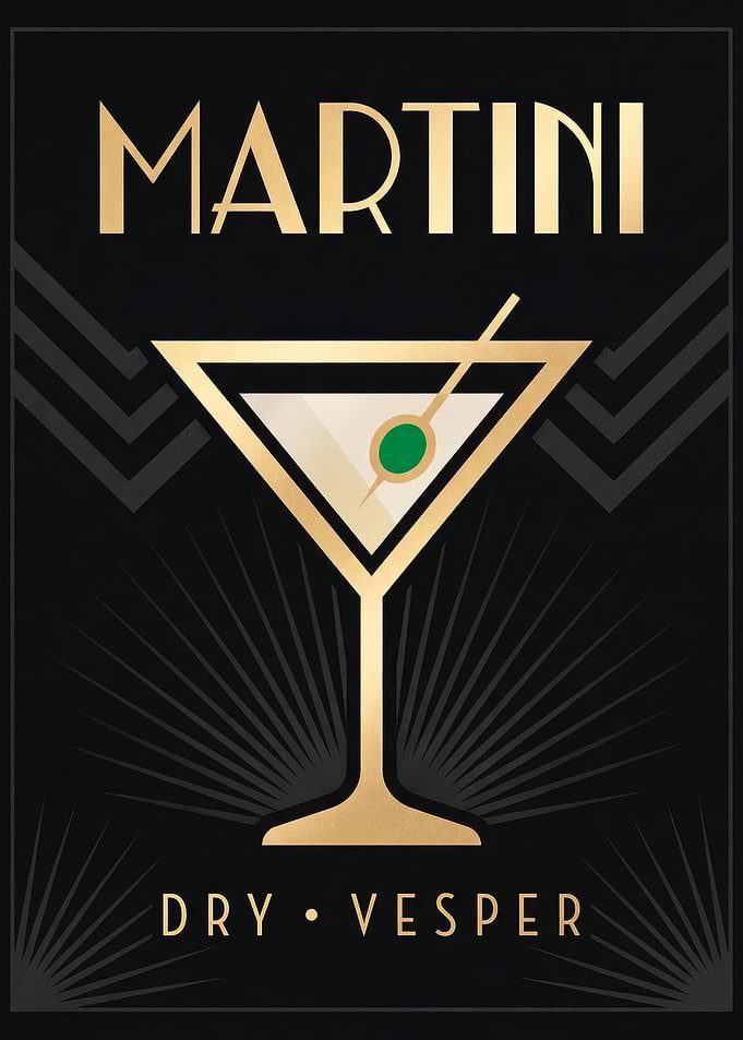 Black & Gold Art Deco Vesper Martini Poster
