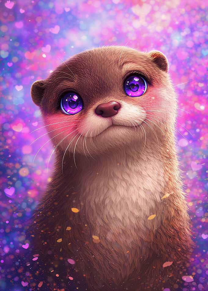 Cute Otter with Big Purple Eyes