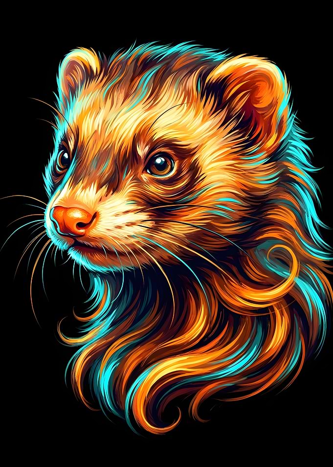 Vibrant Ferret Portrait