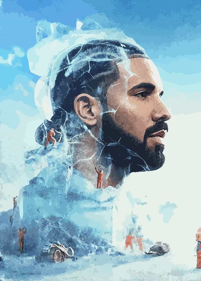 Drake Frozen in Ice with Workers