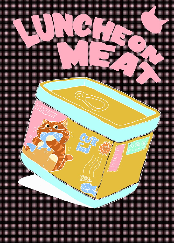 Cute Cat Food Luncheon Meat Can
