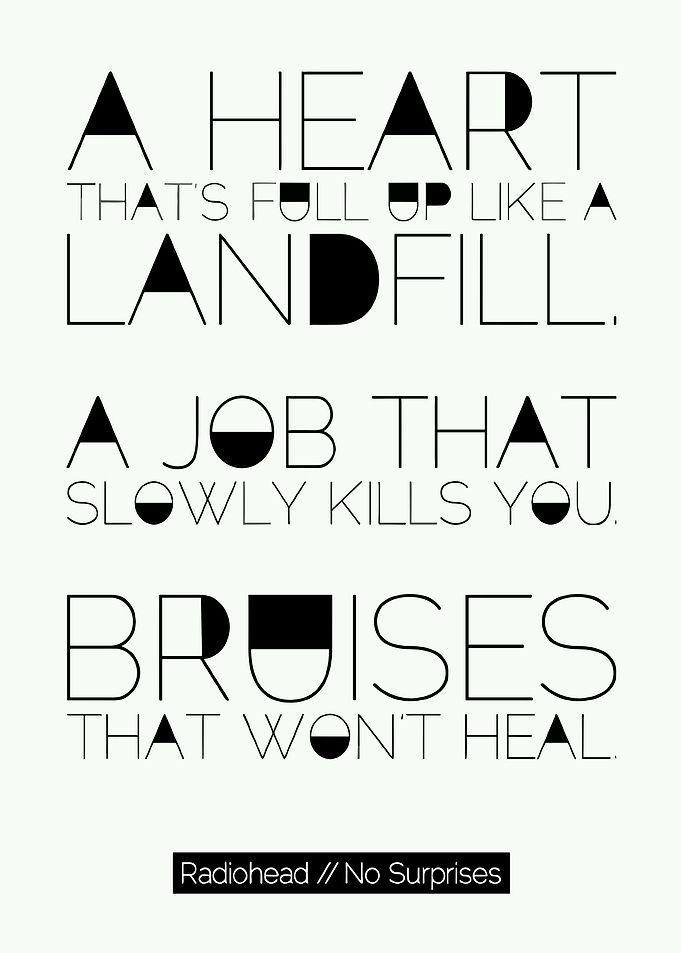 Radiohead No Surprises Lyrics Poster