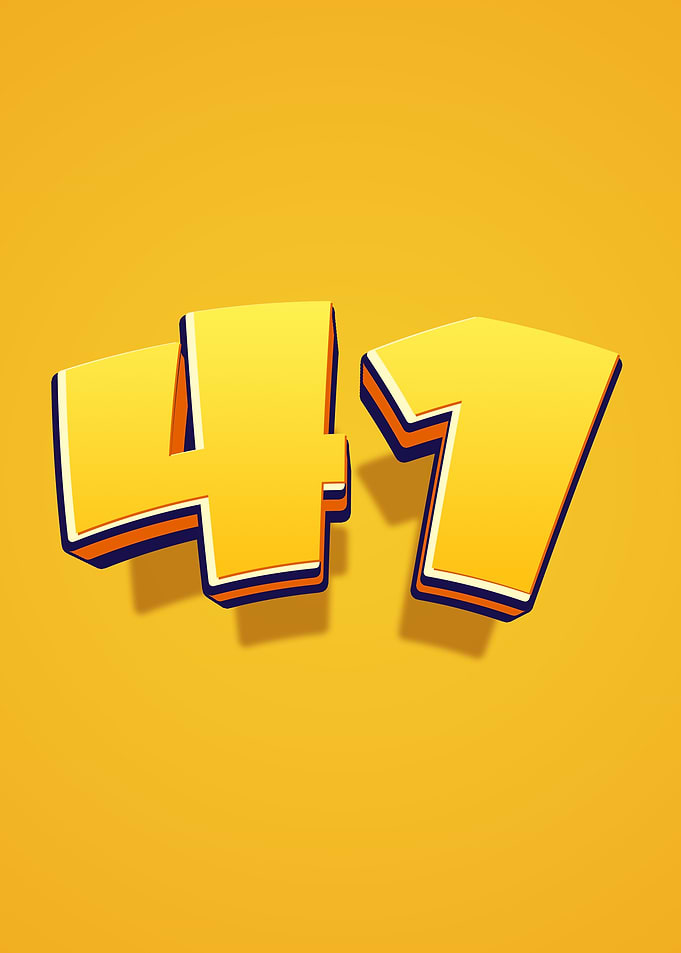 Number 47 in 3D Yellow