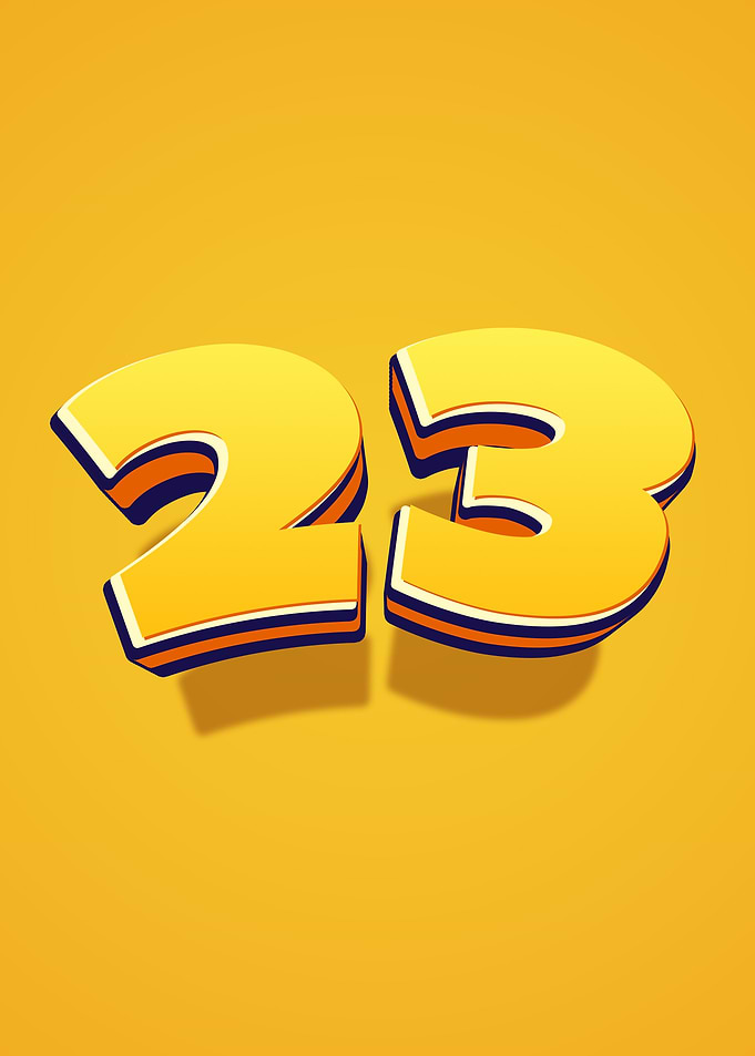 Bold 3D Number 23