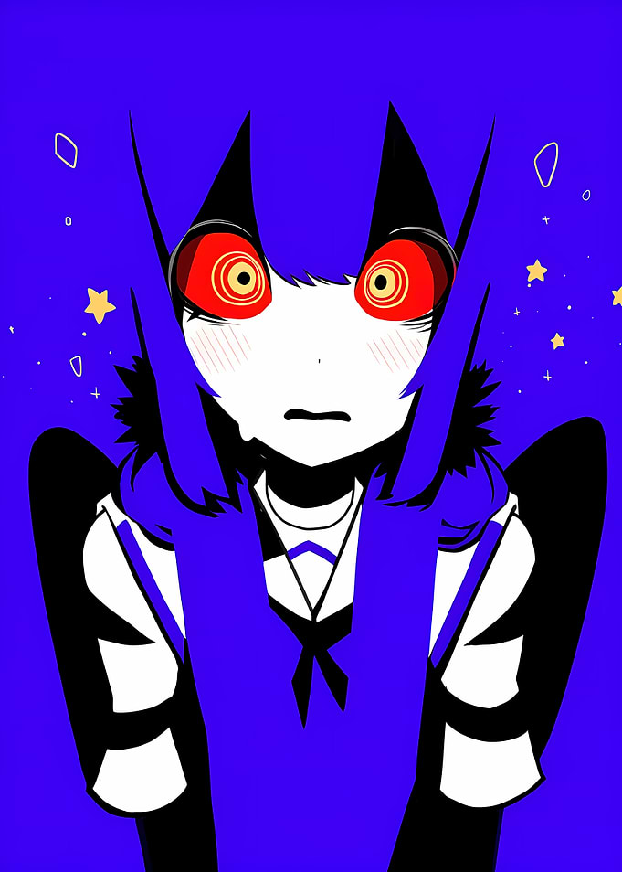 Anime Girl with Swirling Red Eyes