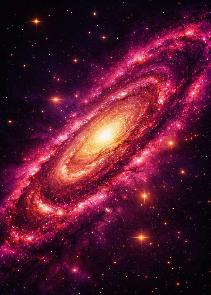 Spiral galaxy with cosmic swirl
