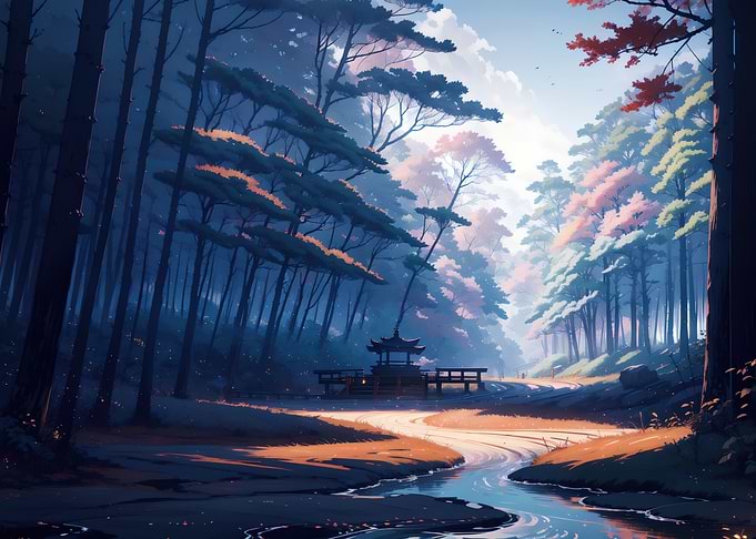 Tranquil Japanese Forest Scene