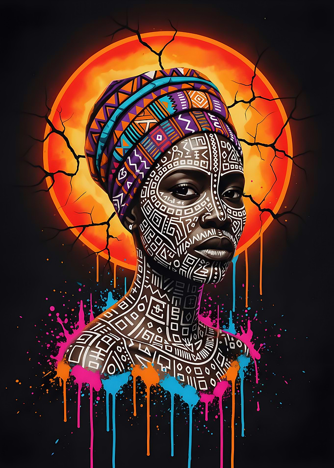 Radiant Afrofuturism Queen - Orange Sun