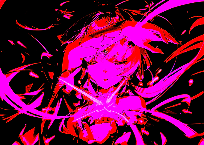 Anime Girl with Pink and Red Energy
