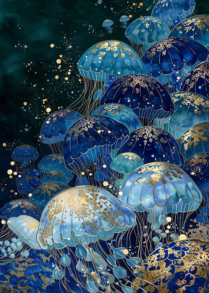 Blue and Gold Jellyfish