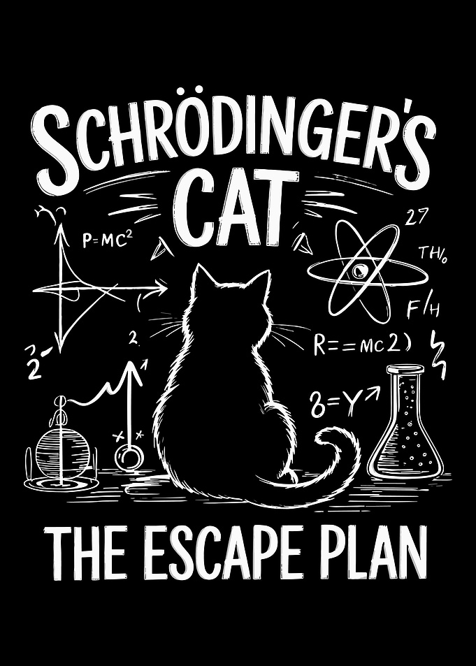 Schrödinger’s Cat Poster, Funny Physics Chalkboard Wall Art, Science Humor Print