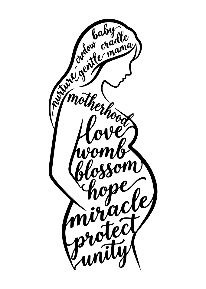 Pregnant Woman Silhouette with Words