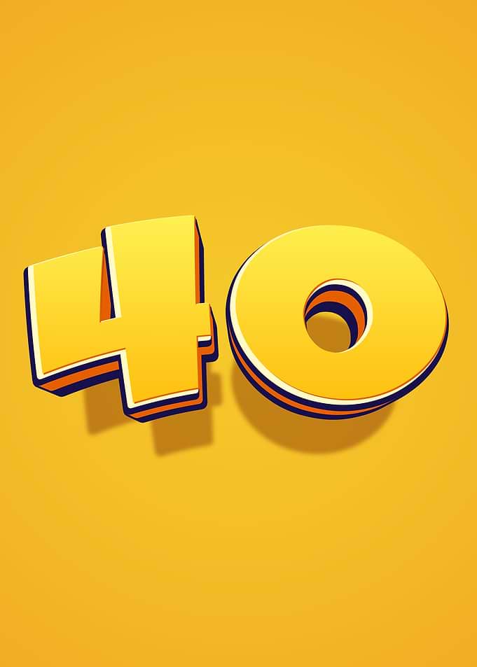Number 40 in 3D Yellow