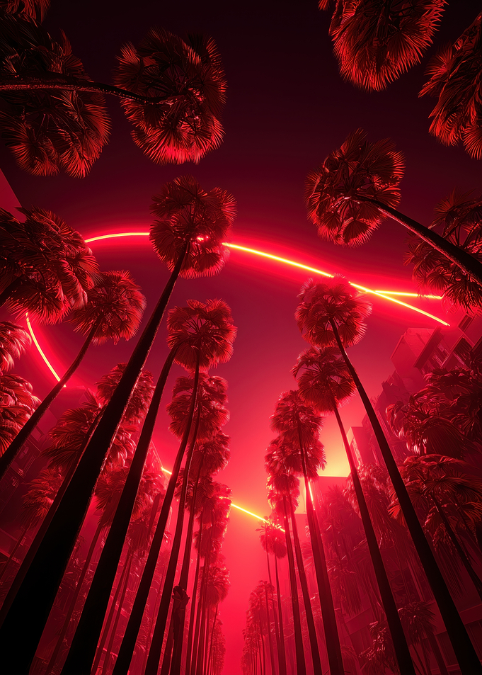 Red Neon Palm Trees