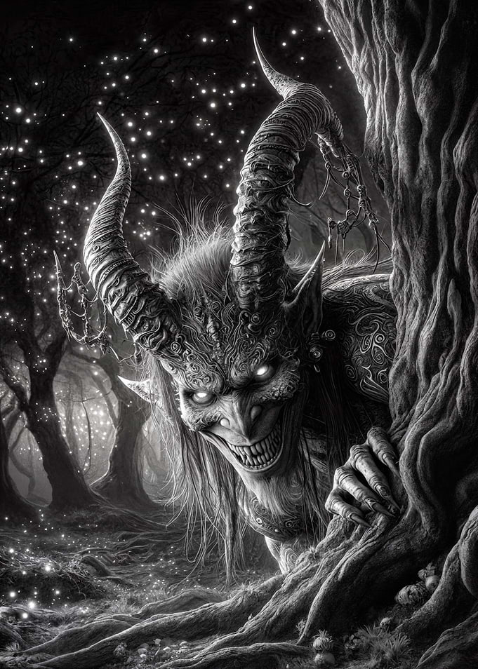 Demonic Creature in a Spooky Forest