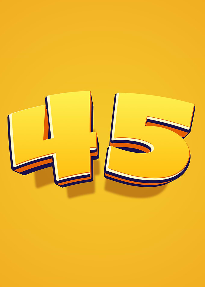 Yellow 3D Numbers 45