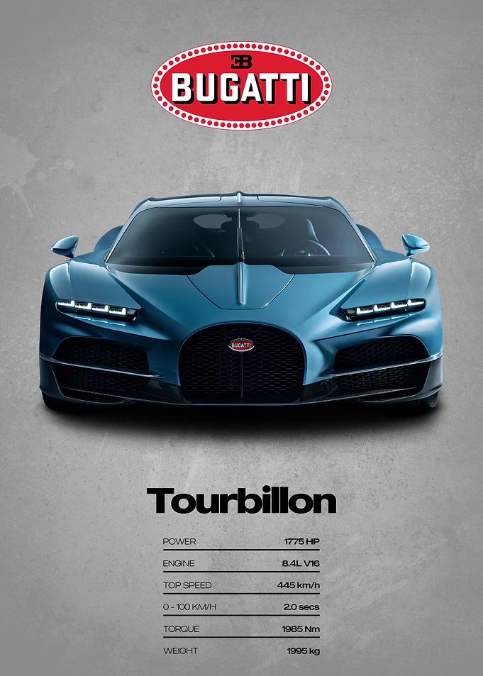 Bugatti Tourbillon Car Poster