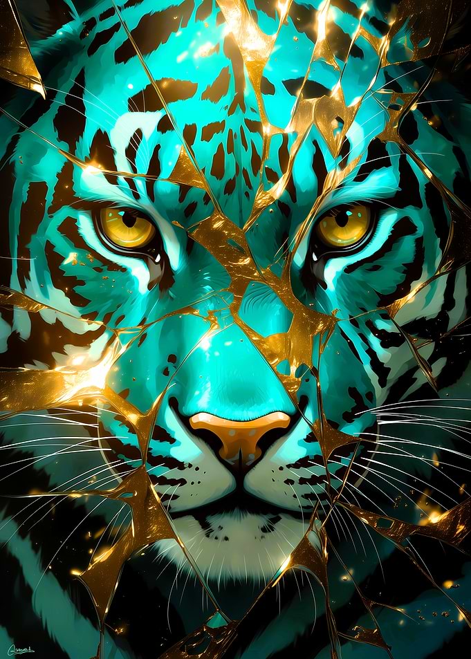 Tiger Face Gold Cracks