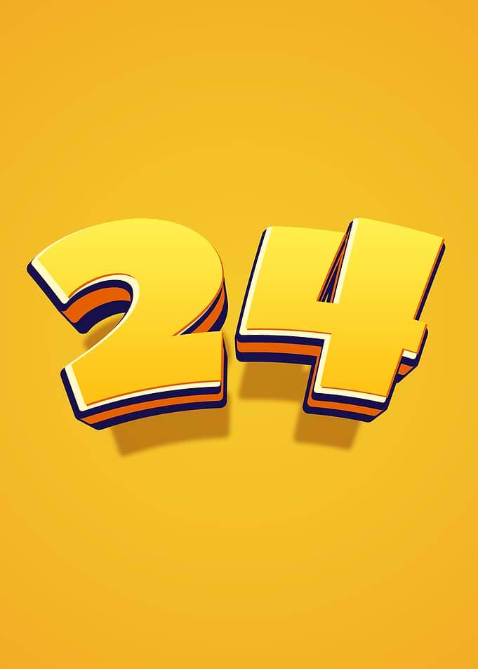 Number 24 in 3D Style